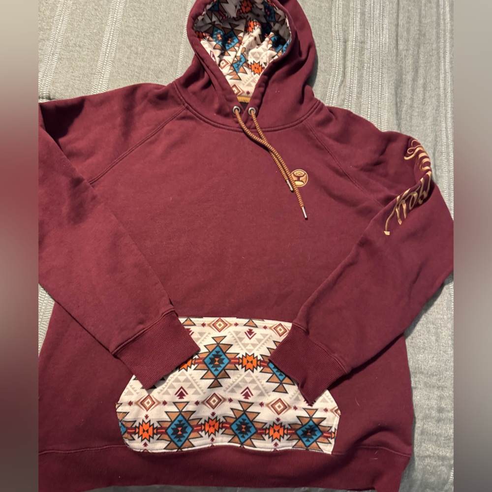 Women’s Hooey Maroon Hoodie with Tribal Patterns